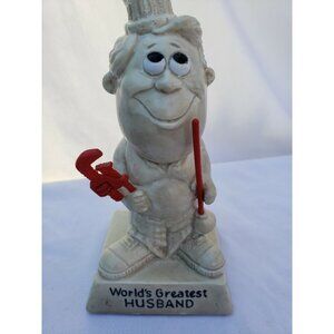 Russ & Wallace Berrie 1970 Worlds Greatest Husband Resin Statue Figurine Vintage